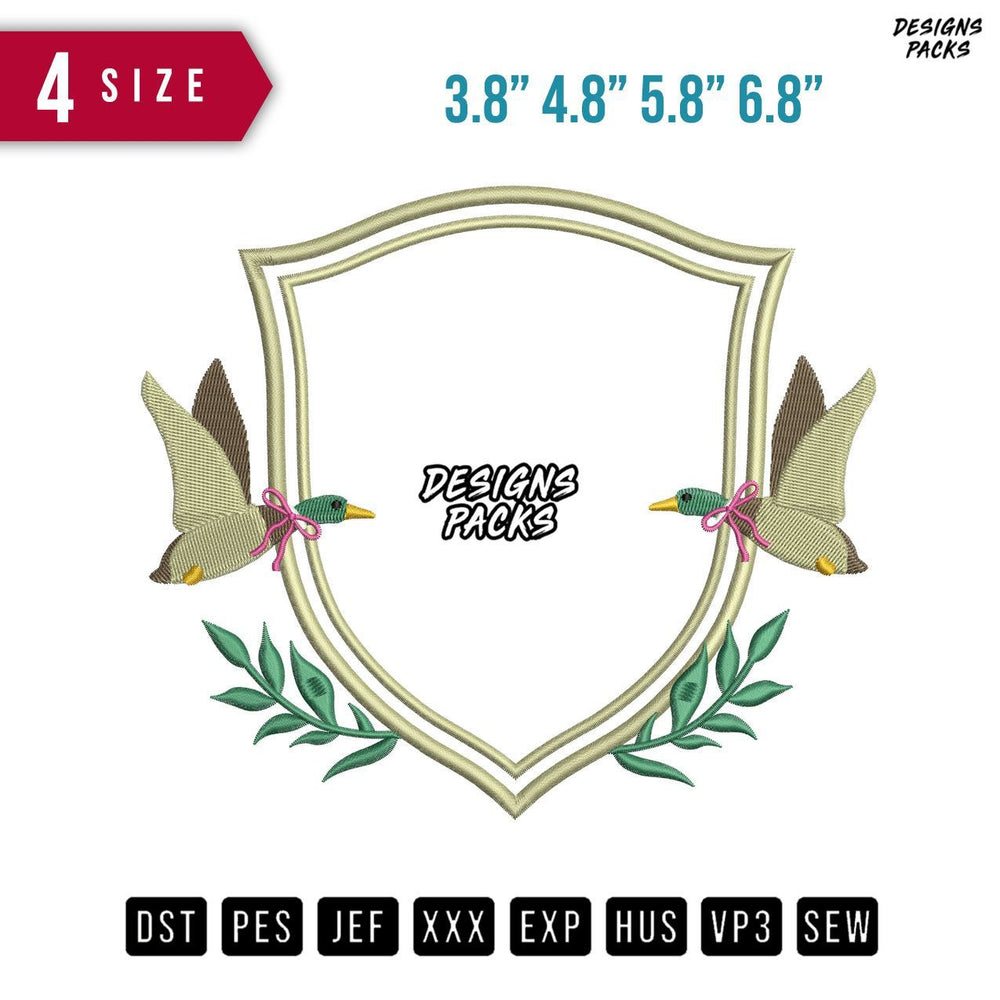 Frame Duck Branches Embroidery Design