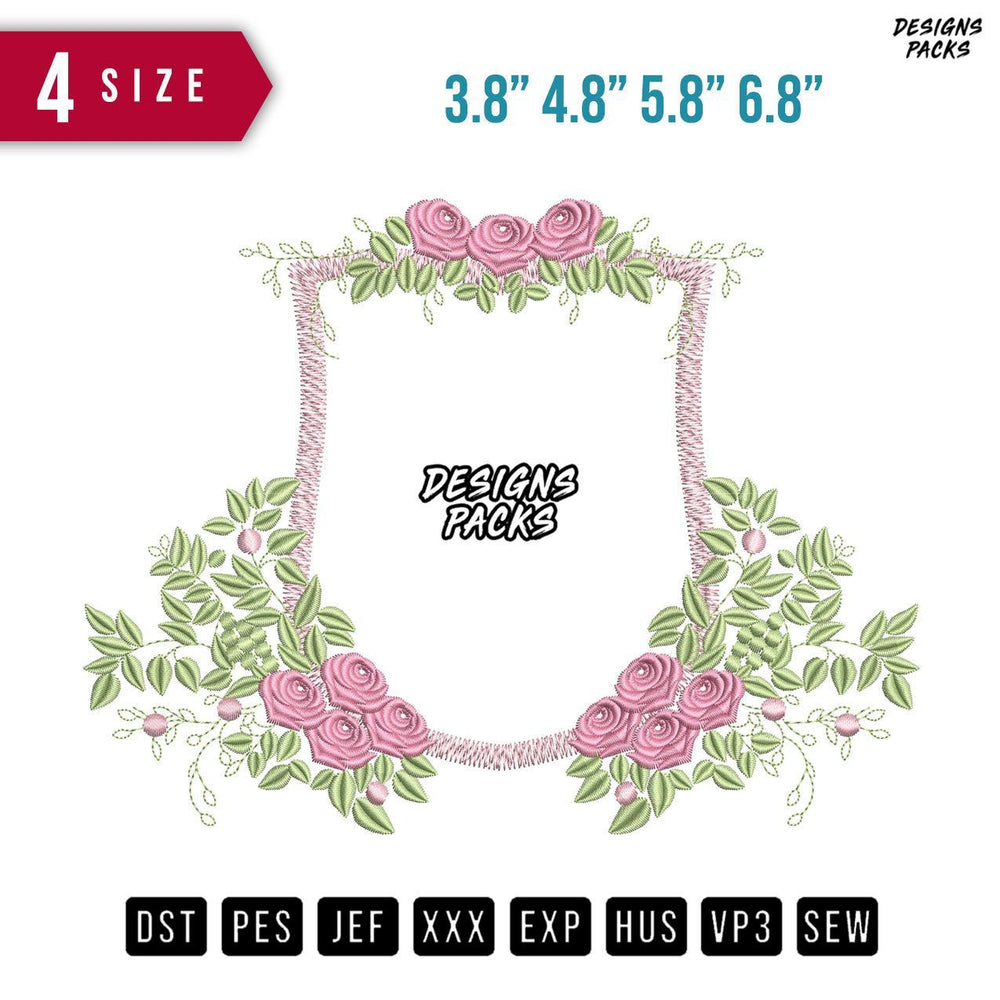 Frame Flower B Embroidery Design