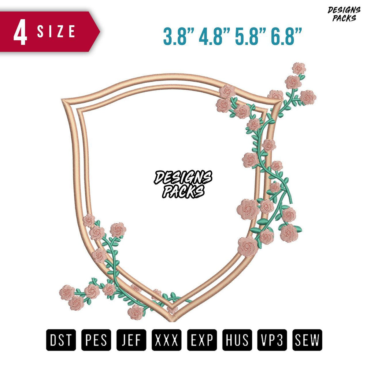 Frame Flower Embroidery Design