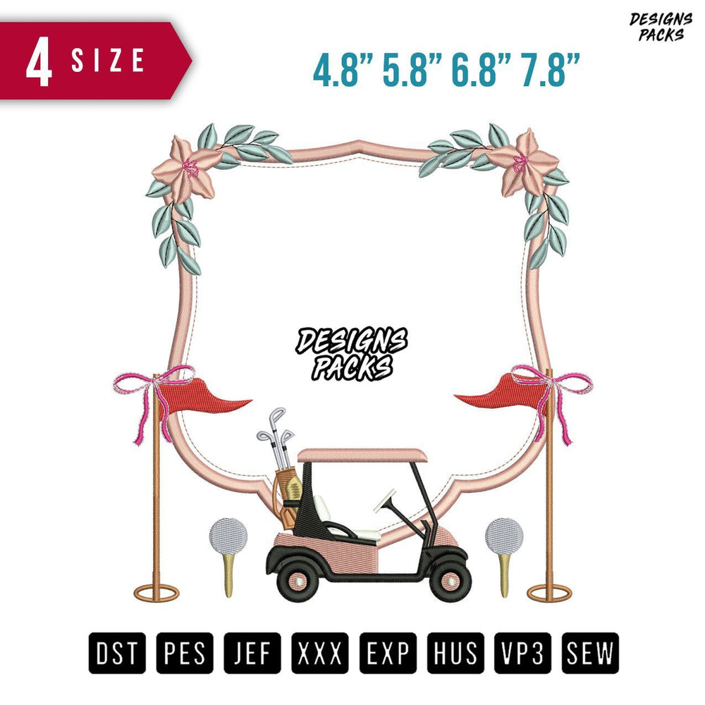 Frame Tracktor Flag Embroidery Design