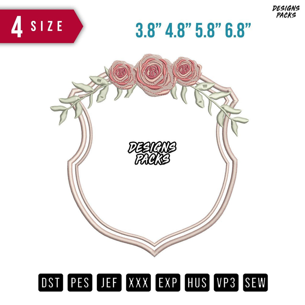 Frame Vintage Flower Embroidery Design