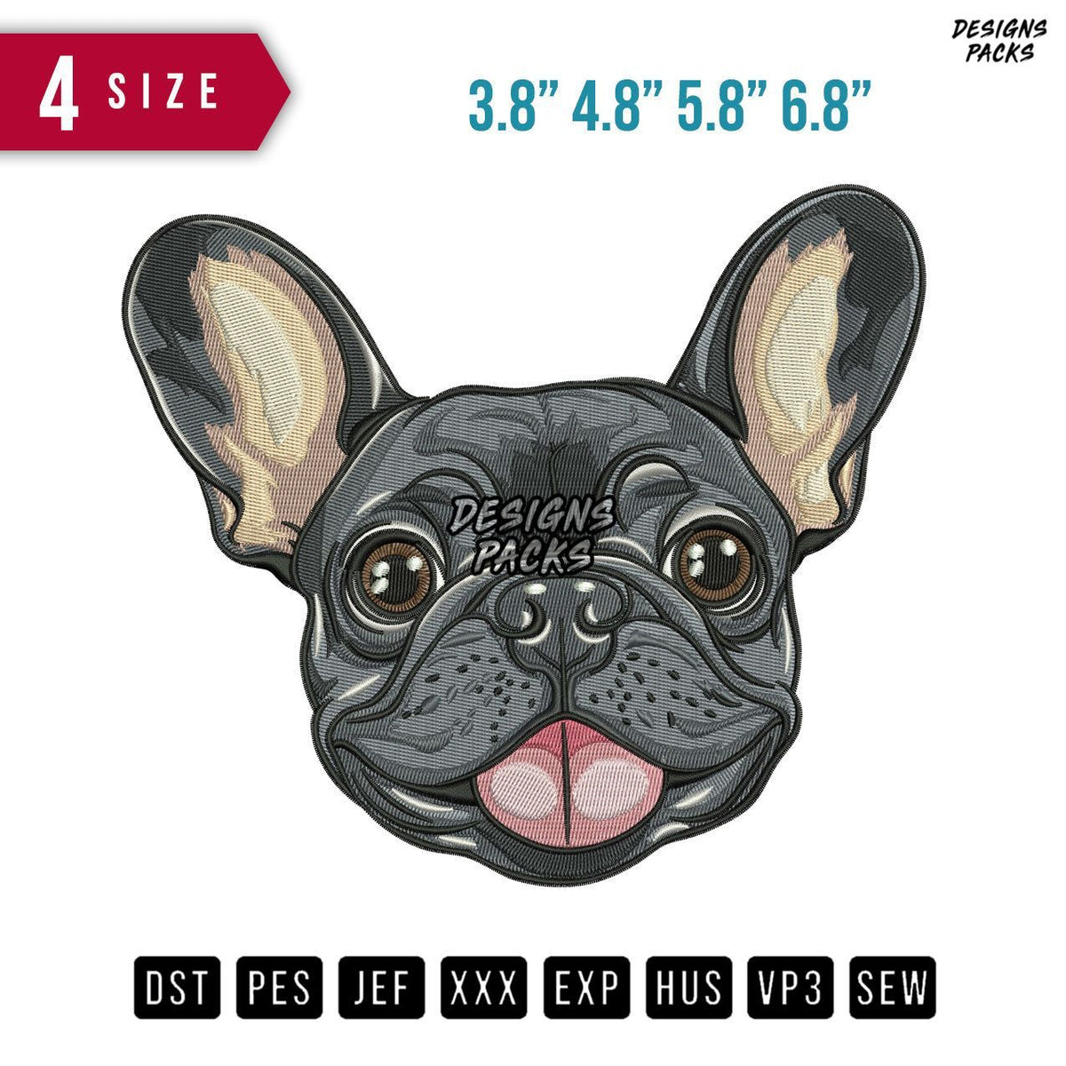 Frenchie Dog Embroidery Design