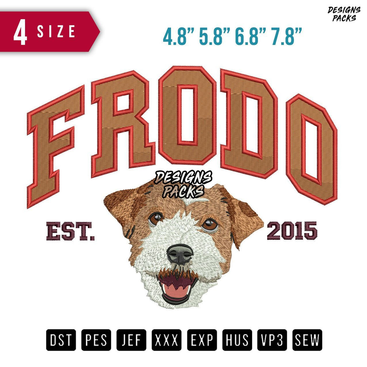 Frodo Dog Embroidery Design