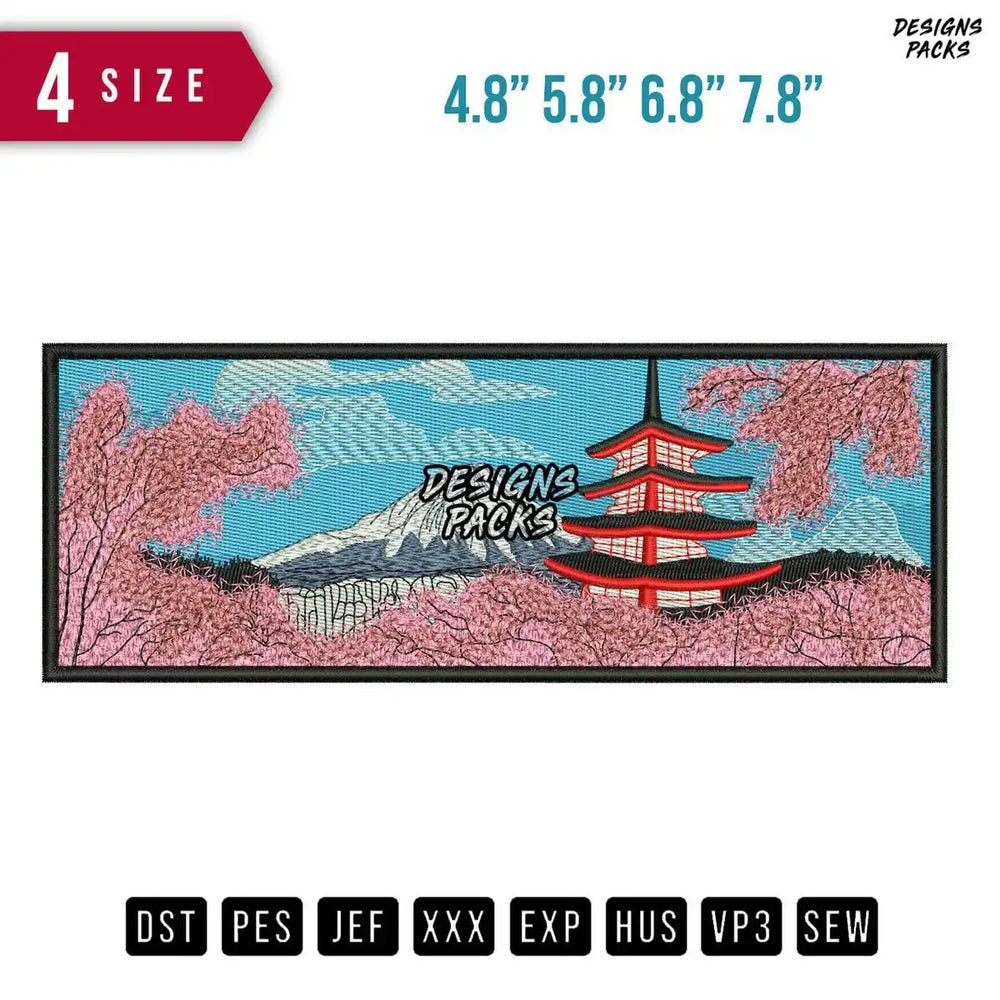 Fuji Japan Embroidery Design