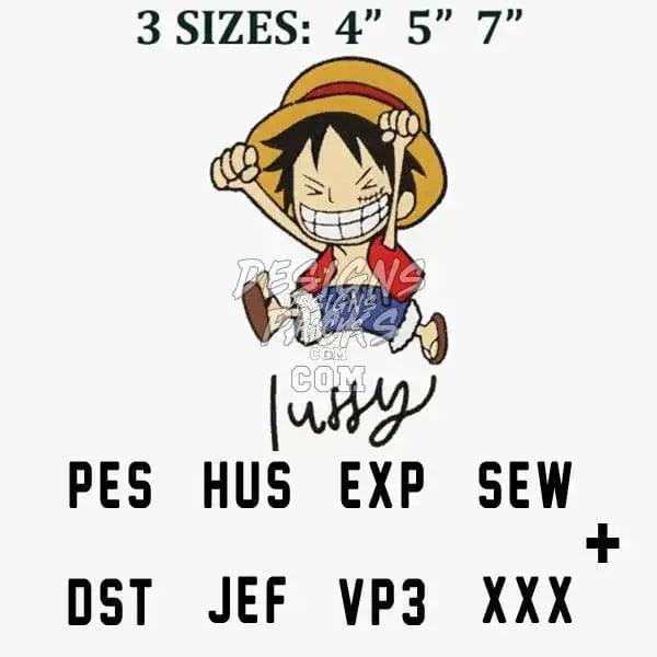 Funny One Piece Luffy Anime Embroidery Design designspacks