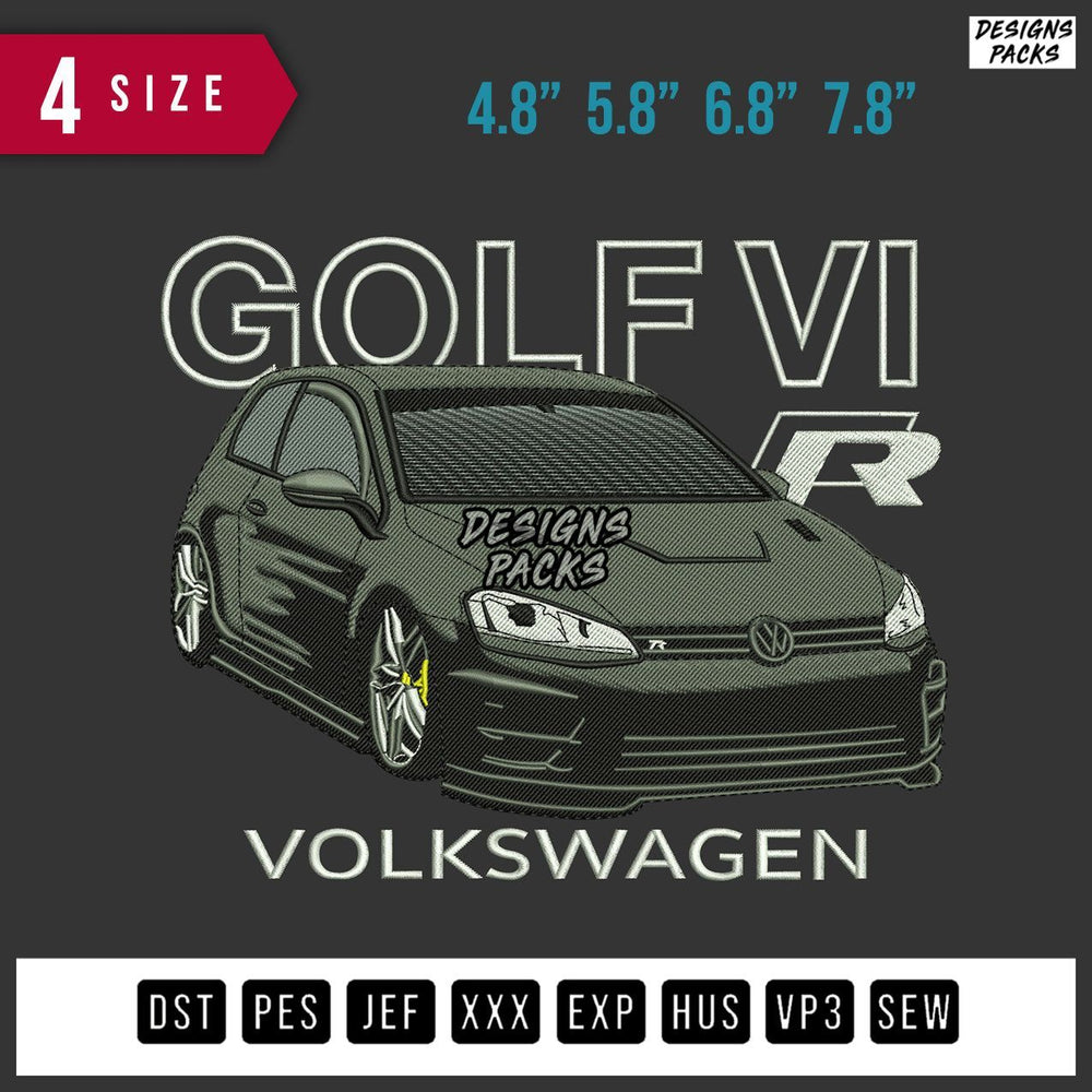GOLF Car VW Embroidery Design