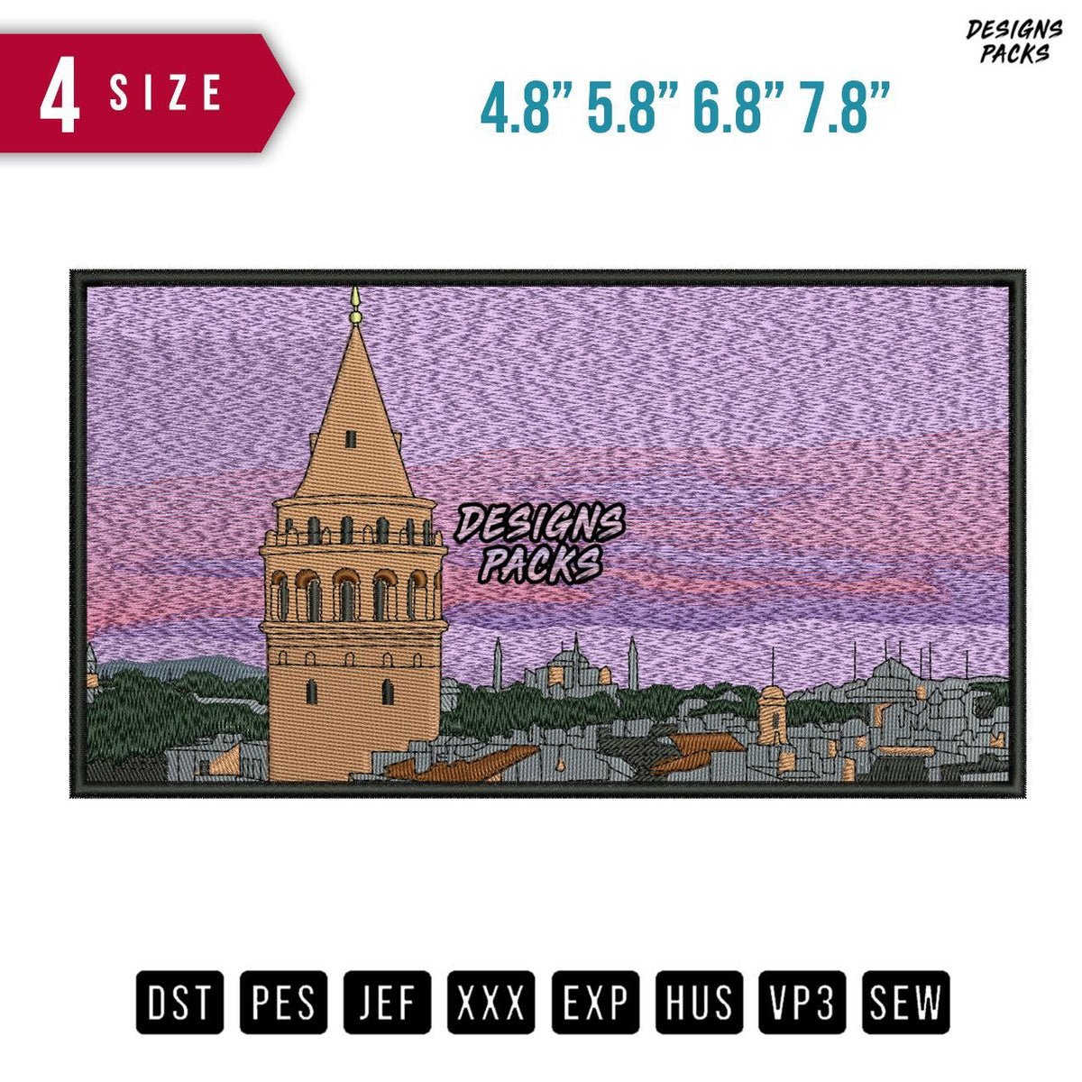 Galata Tower Embroidery Design