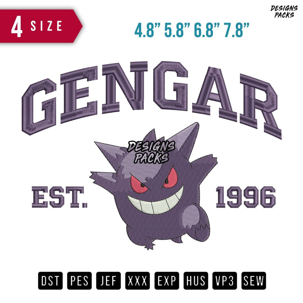 Gengar Est Embroidery Design