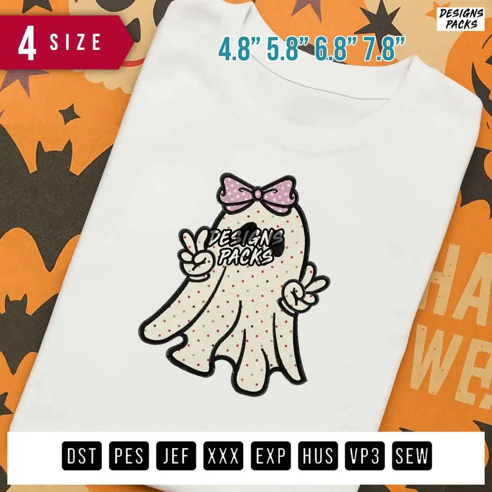 Ghost Cute Applique Embroidery Design
