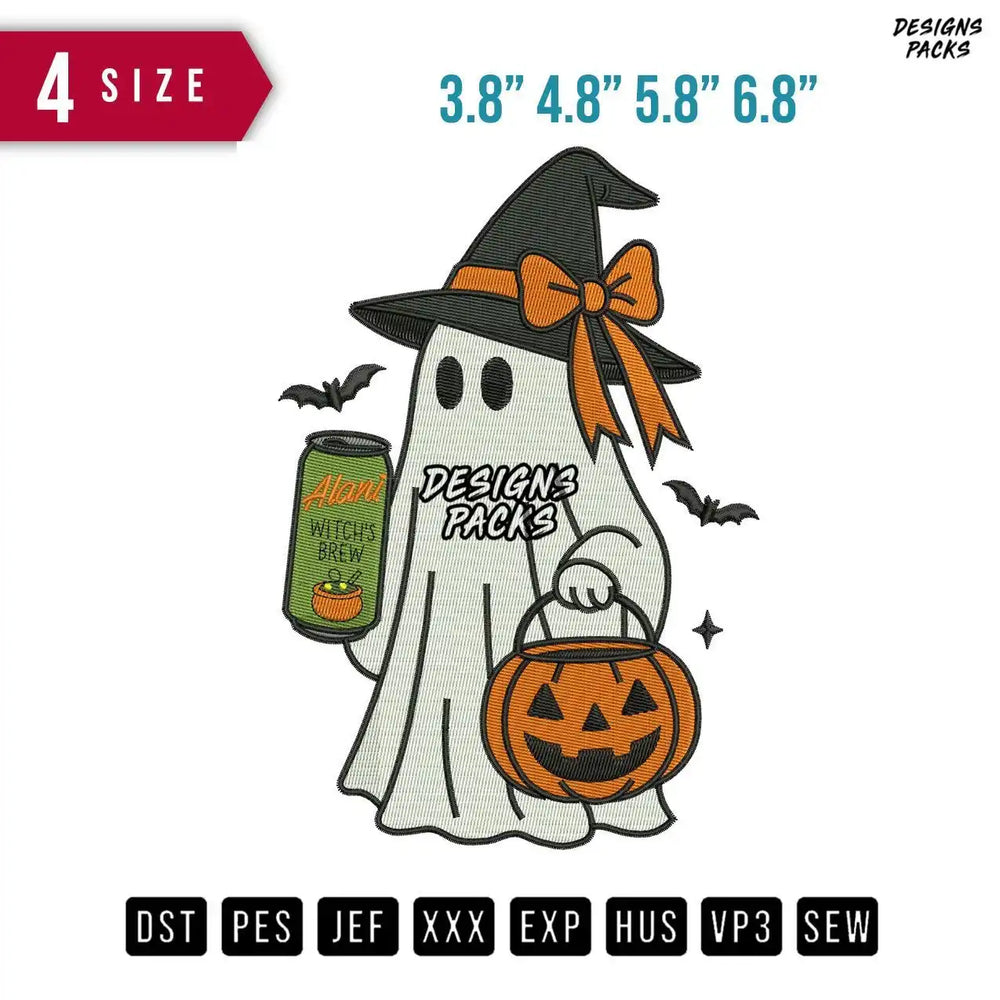 Ghost Drink Pumpkin Embroidery Design