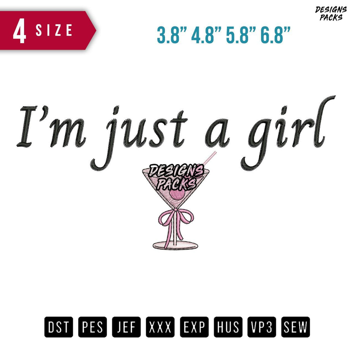 Girl Drink Love Embroidery Design