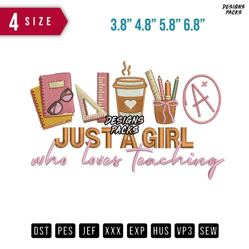 Girl Loves Teaching Embroidery Design