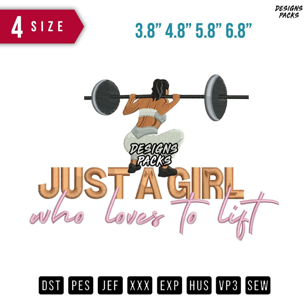 Girl Loves To Lift Embroidery Design