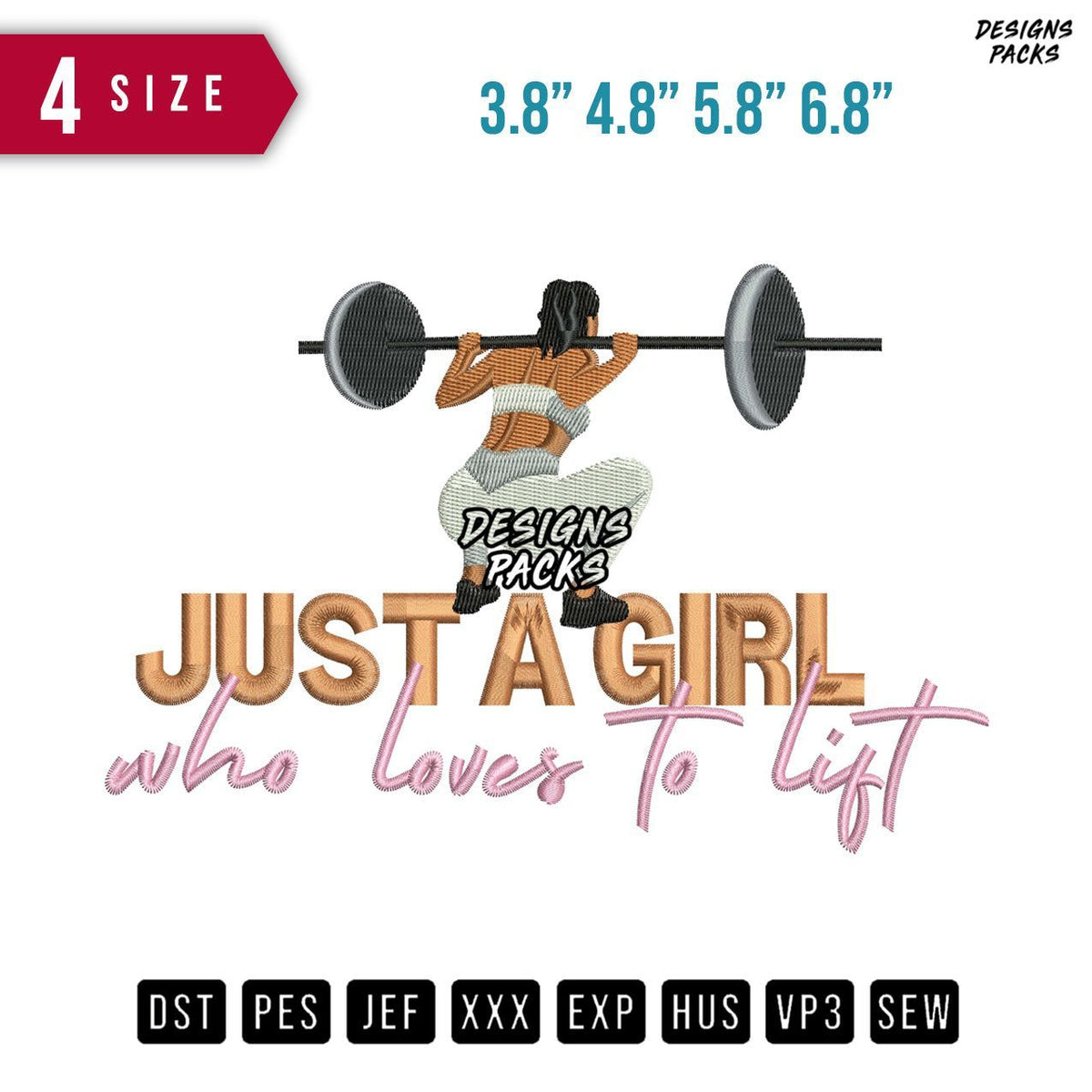 Girl Loves To Lift Embroidery Design