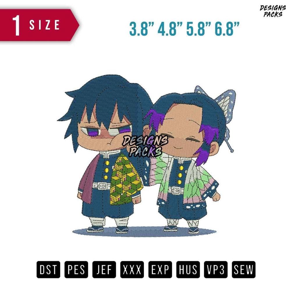 Giyu Shinobu chibi Embroidery Design