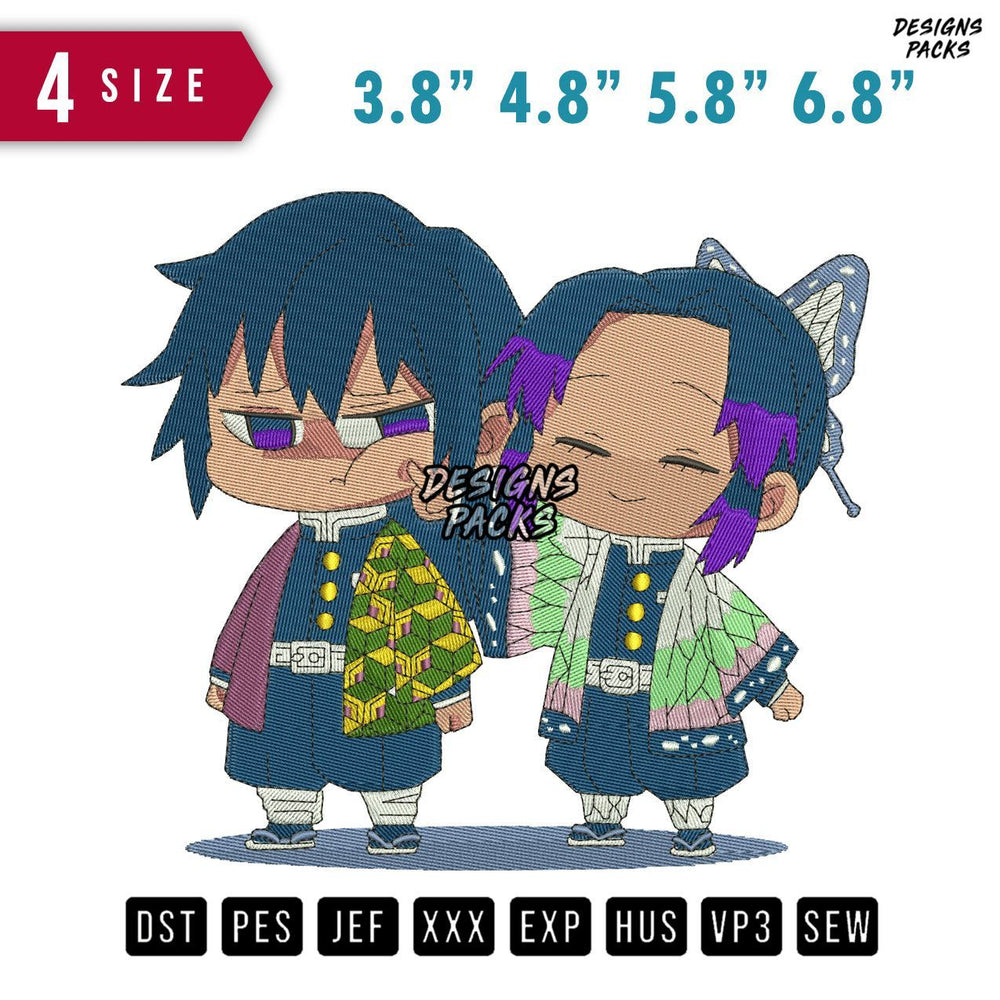 Giyu Shinobu Chibi Embroidery Design