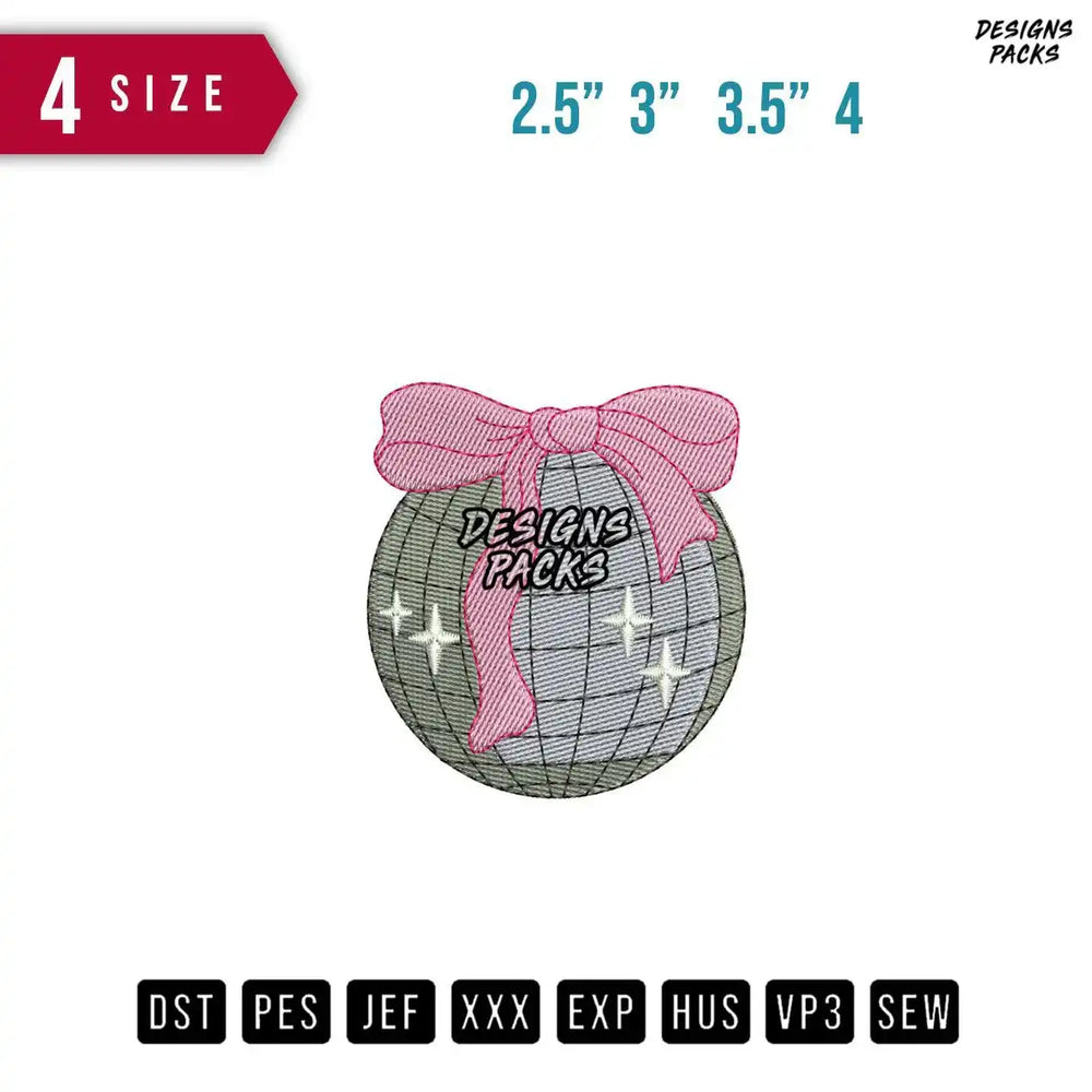 Globe Ribbon Embroidery Design