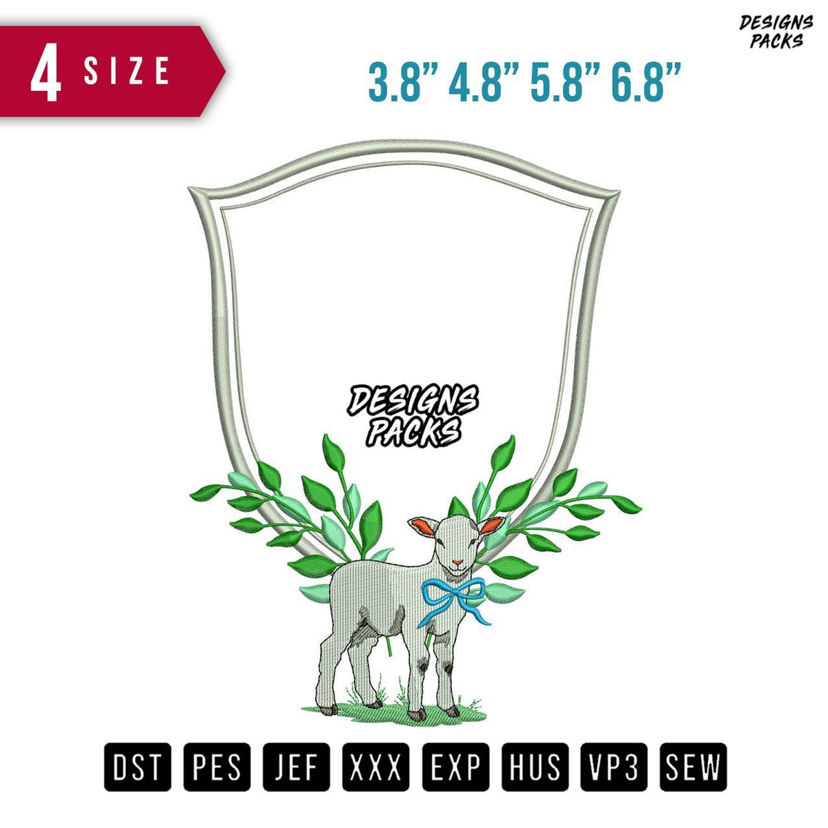 Goat Badge Line Embroidery Design