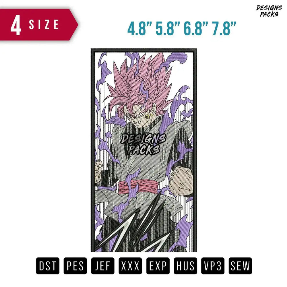Goku Black Vertical  Embroidery Design