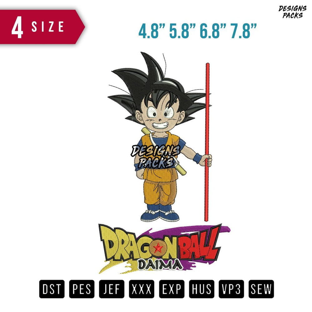 Goku Stick Embroidery Design