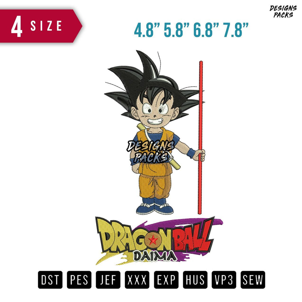 Goku Stick Embroidery Design