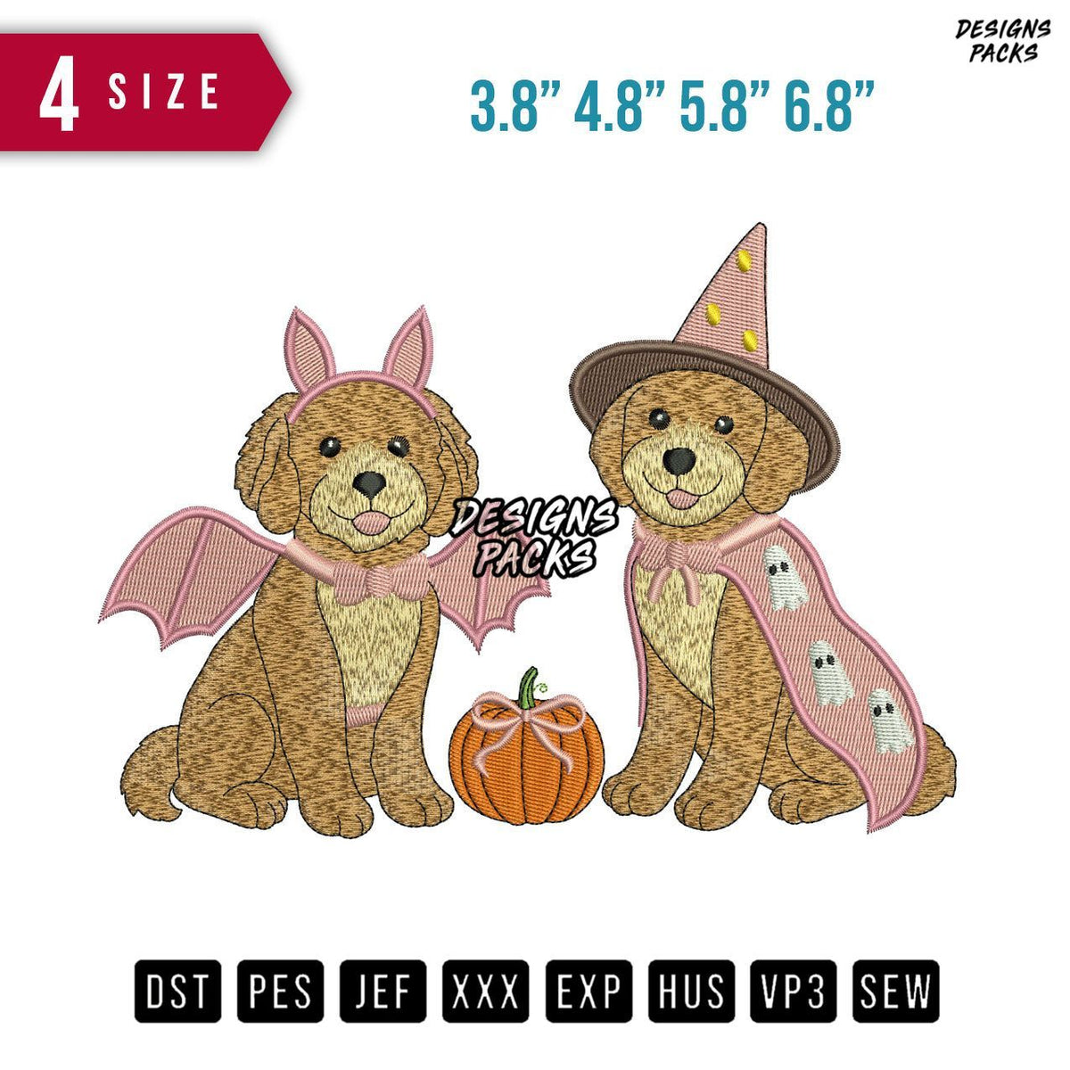 Golden Doodle Halloween Embroidery Design