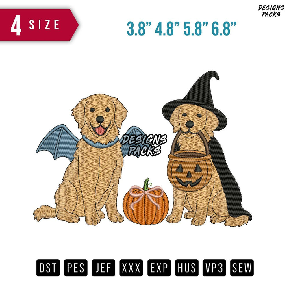 Golden Retriever Halloween Embroidery Design