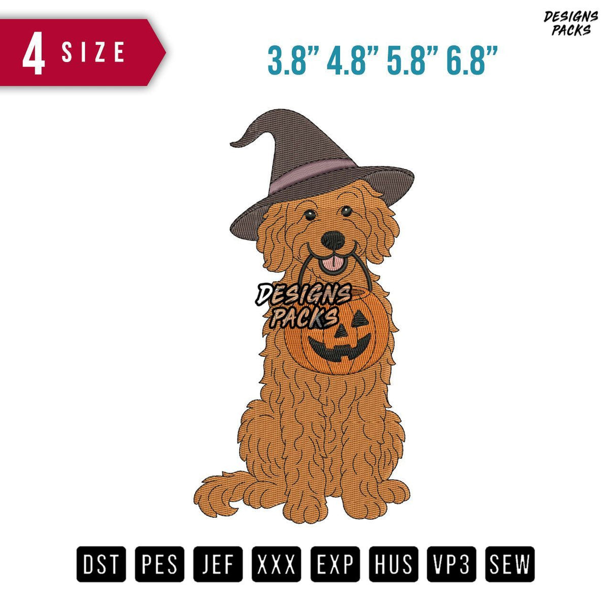 Golden Retrievers Halloween B Embroidery Design