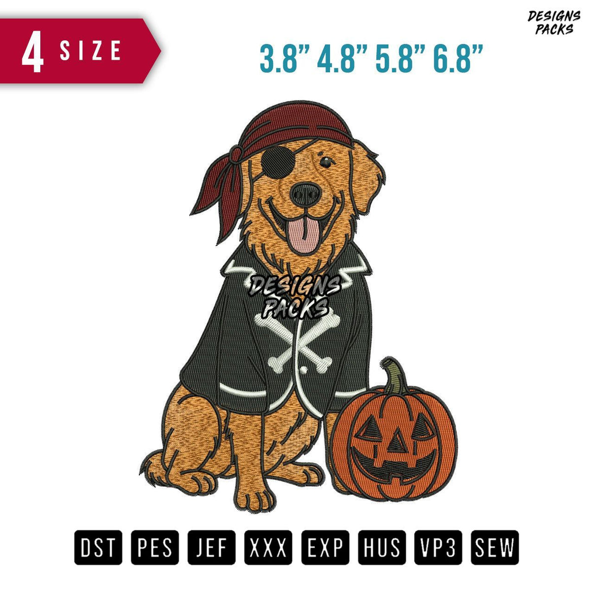 Golden Retrievers Halloween C Embroidery Design