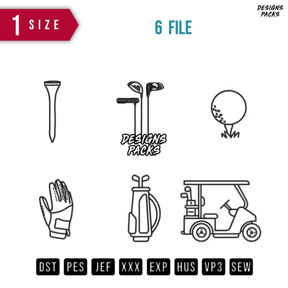 Golf Icon separated Embroidery Design
