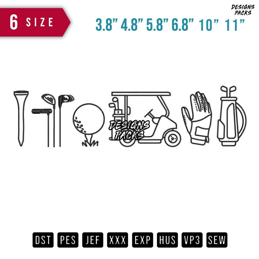 Golf Icon Embroidery Design