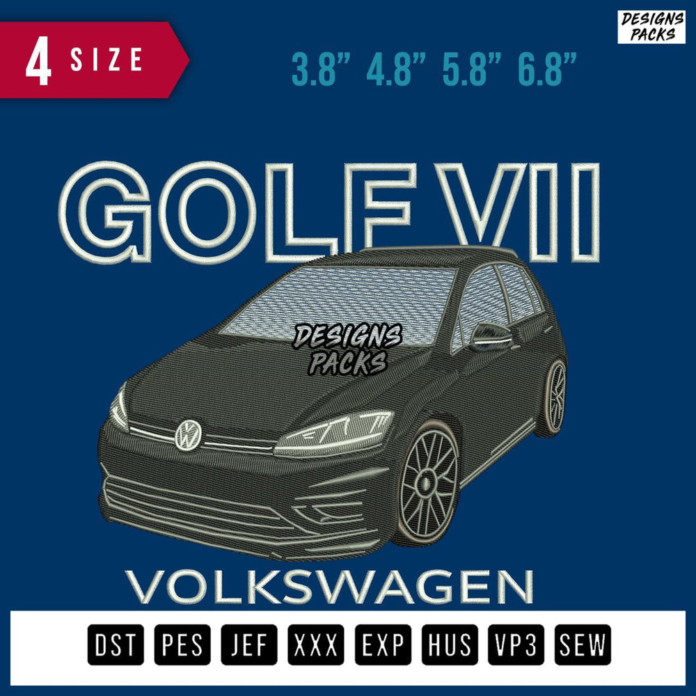 Golf VW car Embroidery Design
