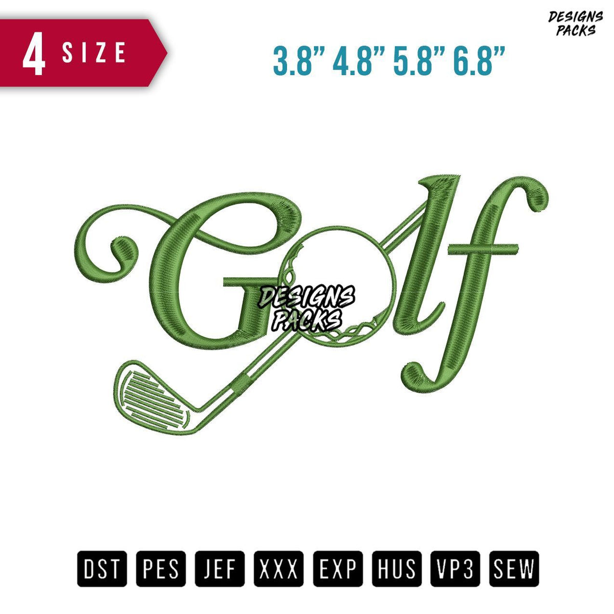 Golf Embroidery Design