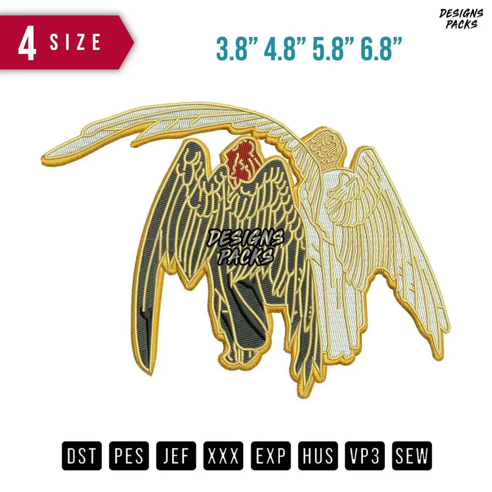 Good Omens Angel and Demon Wings Embroidery Design