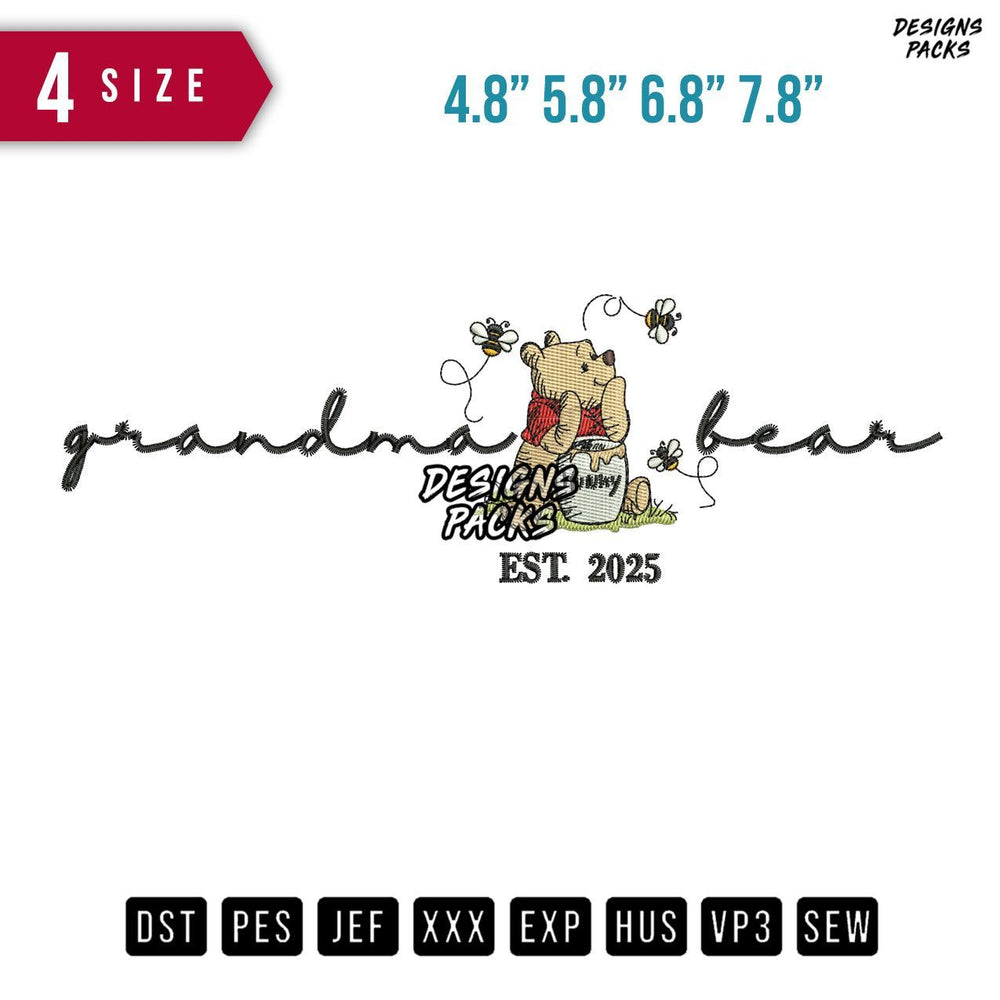 Grandma Bear Hunny Embroidery Design