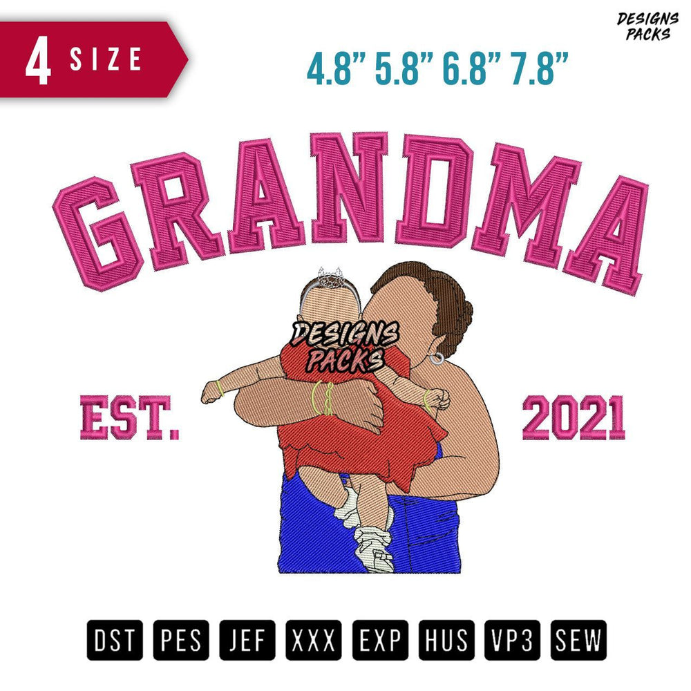 Grandma Daughter Embroidery Design
