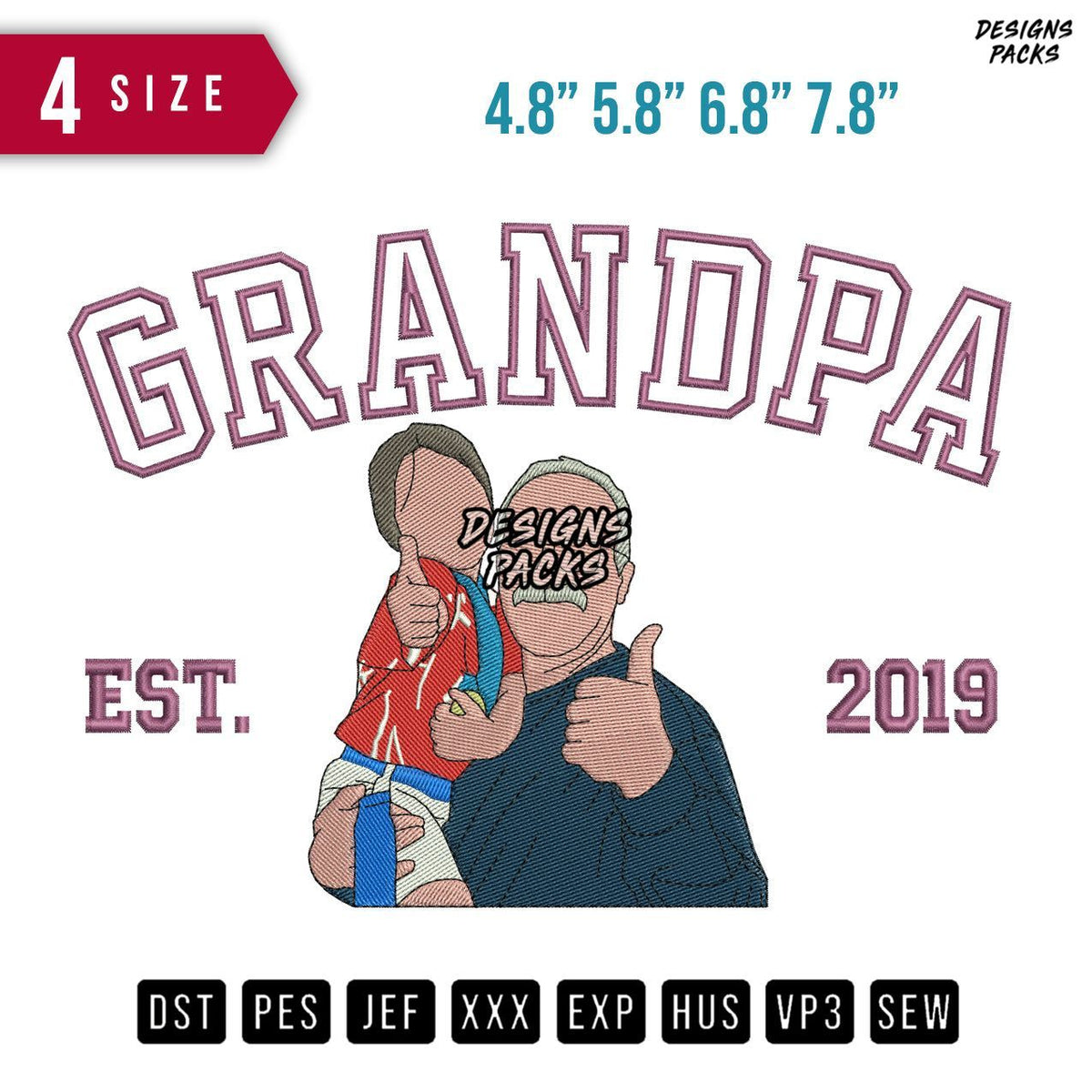Grandpa Daughter Embroidery Design