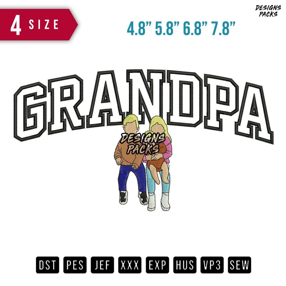 Grandpa Family Embroidery Design