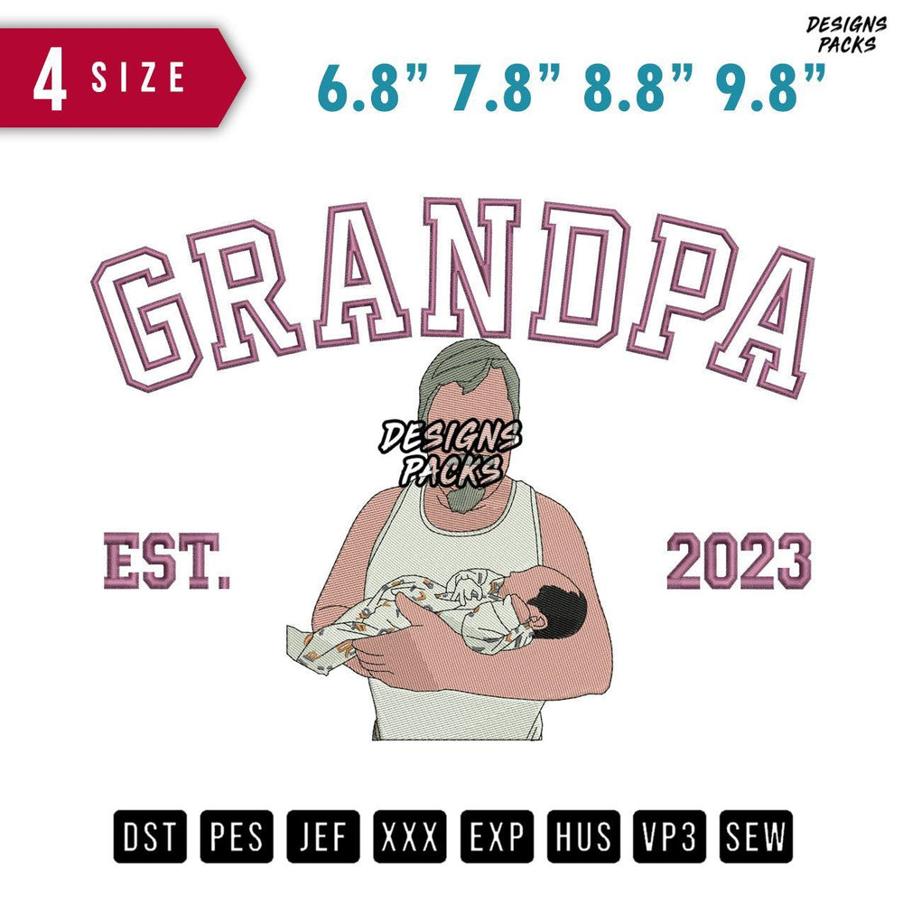 Granpa Carry Baby B Embroidery Design