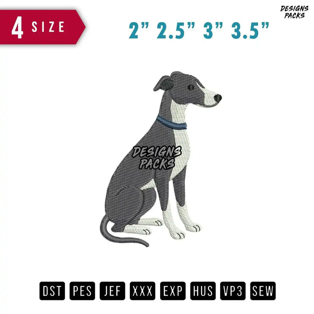 Greyhound Dog Embroidery Design