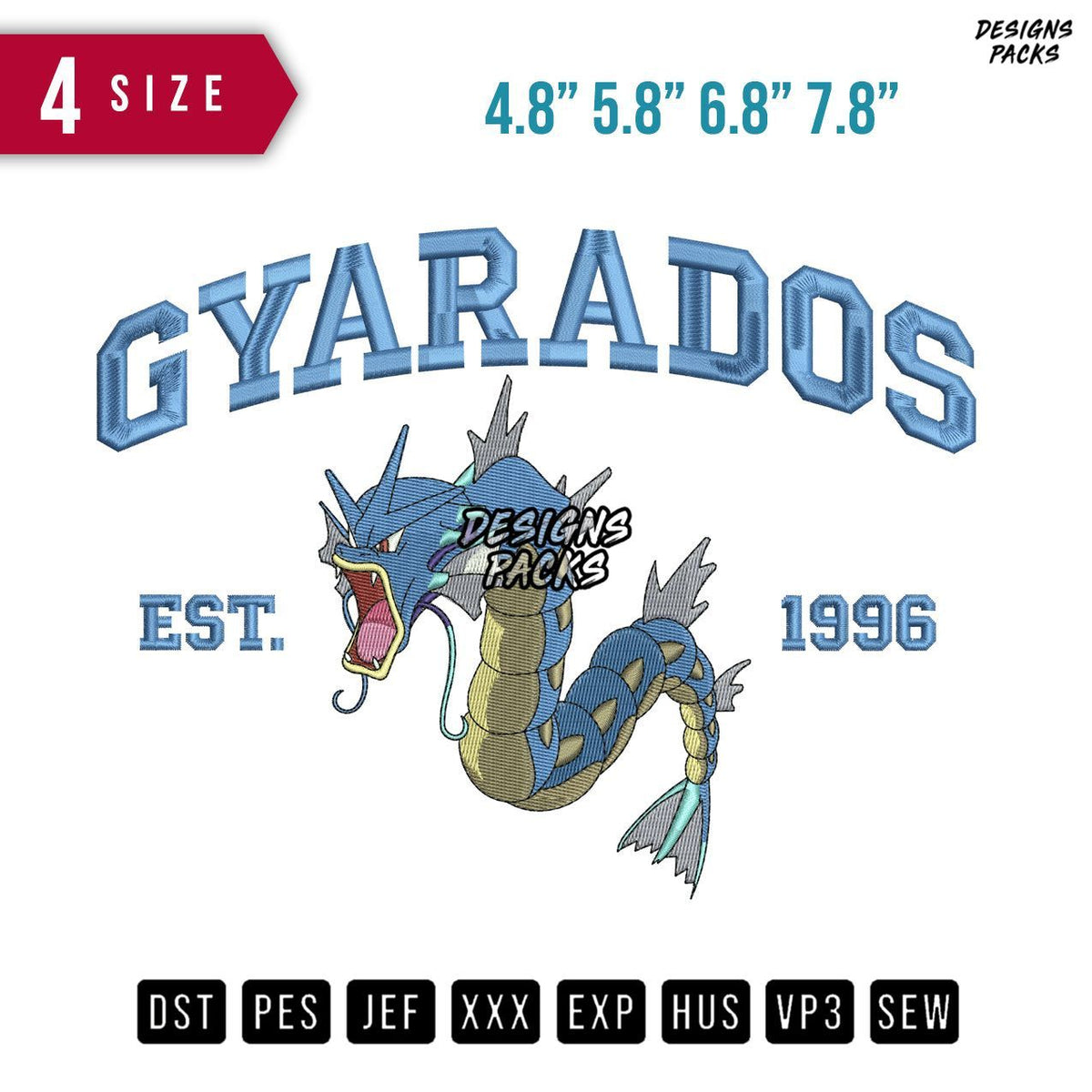 Gyarados Est Embroidery Design