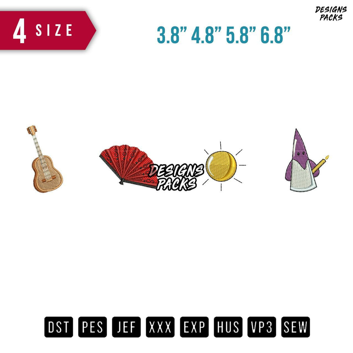 Hand Fan Icon Embroidery Design