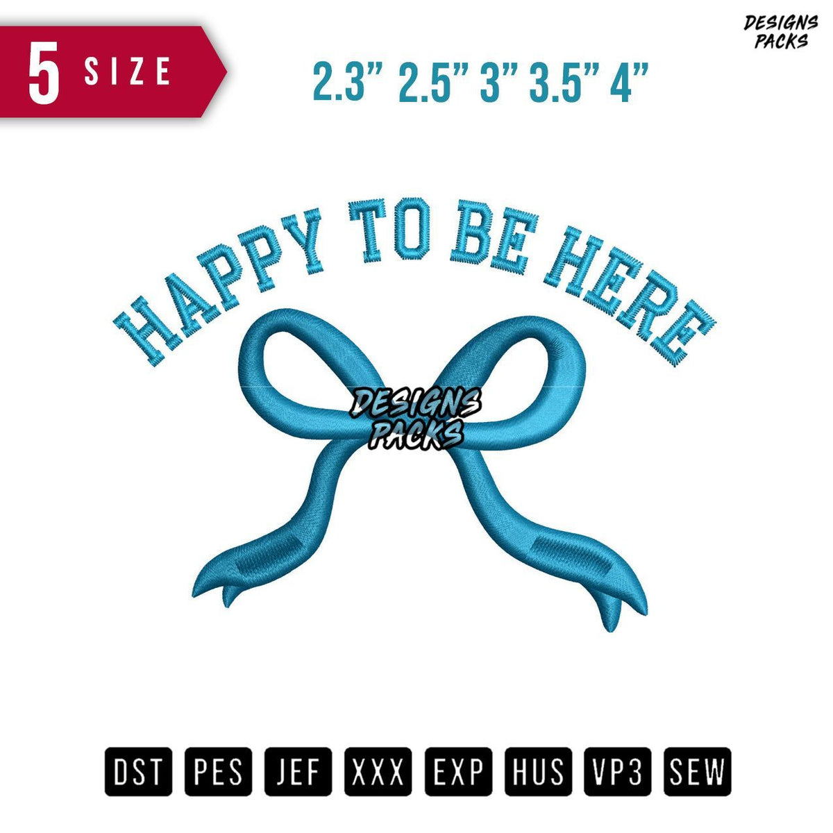 Happy Bow 3D Puff Embroidery Design