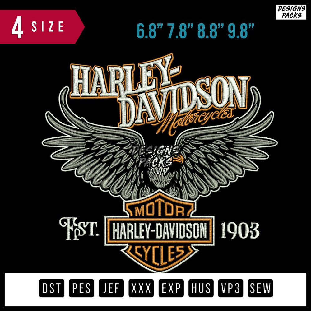 Harley Eagle B Embroidery Design