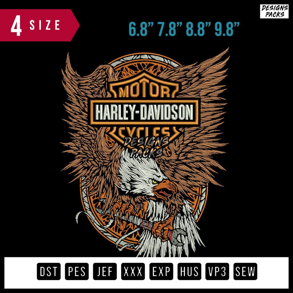Harley Eagle Embroidery Design