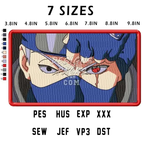 Hatake Kakashi Naruto Anime Embroidery Design designspacks