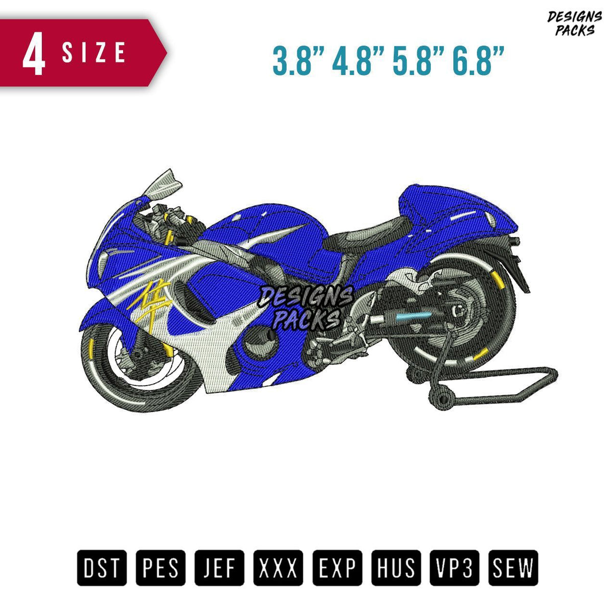 Hayabusa Motor Blue Embroidery Design