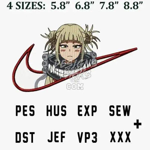 Himiko Toga Boku no Hero Academia Sport Swoosh Anime Embroidery Design designspacks