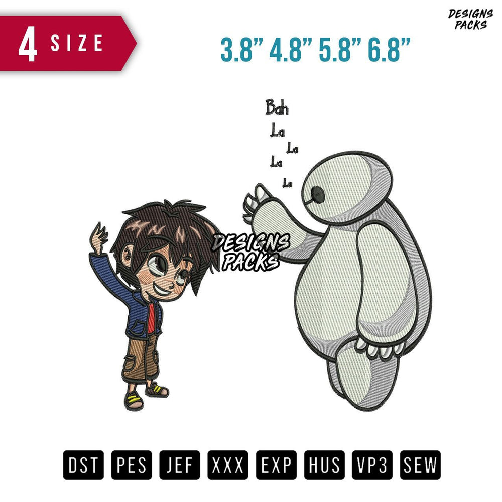 Hiro And Baymax Embroidery Design