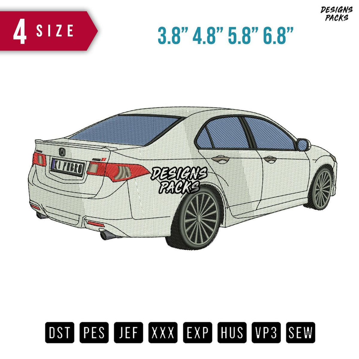 Honda Accord Car Embroidery Design